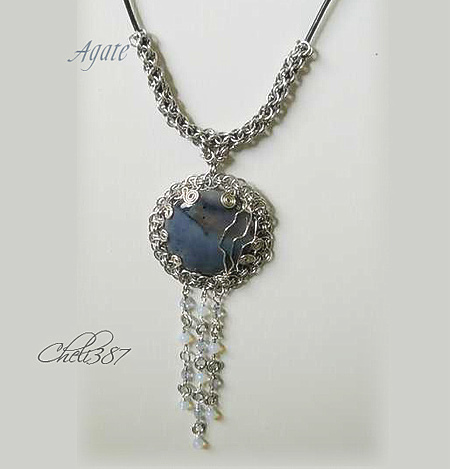 agate pendant with moonstone necklace